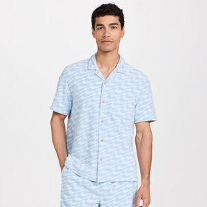 Faherty Cabana Towel Terry Surf Shirt Endless Peaks Blue Medium NWT MXU2304